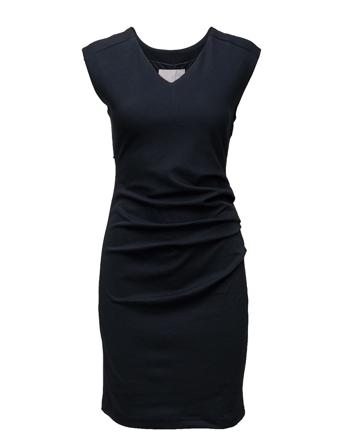 India V-Neck Dress Polvipituinen Mekko Navy Kaffe