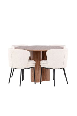 Venture Home - Olivia-ruokapöytä ja Agnes-ruokapöydän tuolit - Valkoinen - Ruokailuryhmä 4 hengelle - - Homeroom