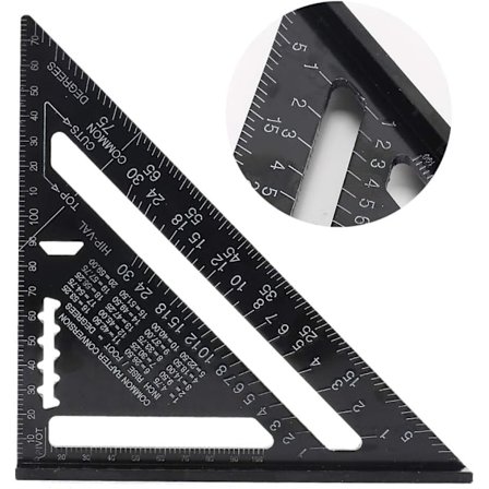 7 Tommer Trekant Firkantet Metrisk Vinkelmåler Protraktor 185x185,ZQKLA