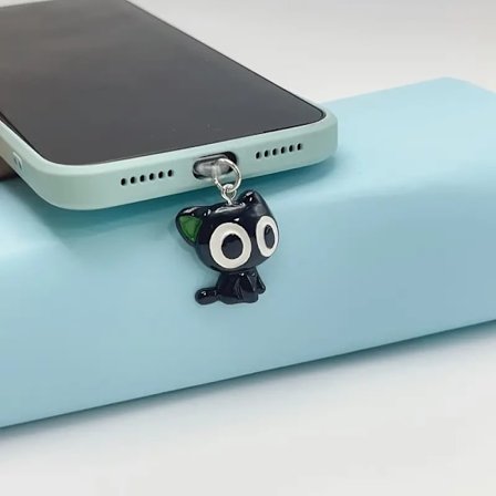 1 stk. Halloween tegneserie storøjet kat støvprop, egnet til iPhone/Type-C Android-stik