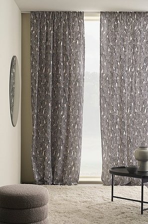 Jotex - Gardin Hørblanding 2-pak Naturhvid/sort - LEAVES - Køb Multifunktionsgardiner hos Jotex