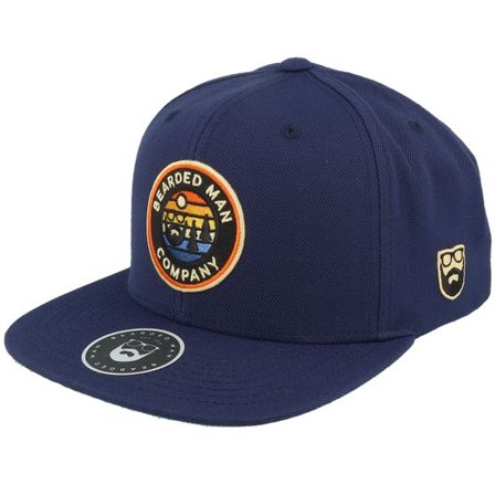 Bearded Man - Blå snapback Keps - Vibrant Sunset Patch Navy Blue Snapback @ Hatstore