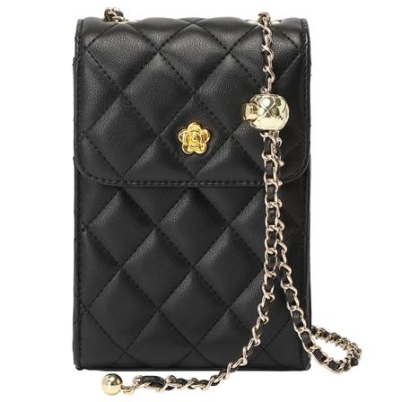 Liten quiltad mobiltelefonväska för kvinnor Mjuk kedja Crossbody mobiltelefon plånboksväska
