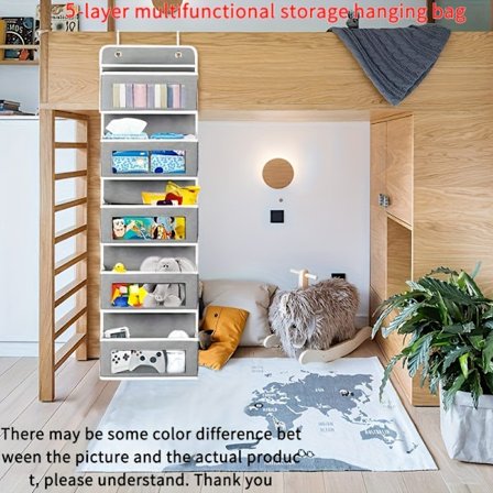 En 5-lags hængende opbevaringsreol, der kan placeres på døren, ideel til at organisere ting bag køkkendøren, i soveværelset eller i omklædningsrummet