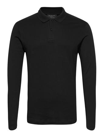 Slhparis Ls Polo B Polos Long-sleeved Svart Selected Homme