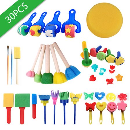 30stk Spong Painting Brushes Kit Kid tegnebørste malingsett