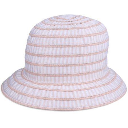 Seeberger - Vit bucket Hatt - Cloche In Materialmix Powder Red Bucket @ Hatstore