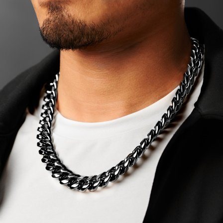 16mm svart halskjede i stål for menn - Stålhalskjeder