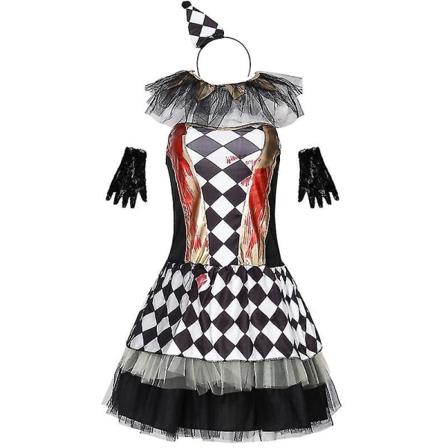 Halloween Mekot Lady Värikäs Hullu Paha Klovni puku Voodoo Nukke Zombie Asu Cosplay Carnival Halloween Fancy Juhlamekko Korkealaatuinen White