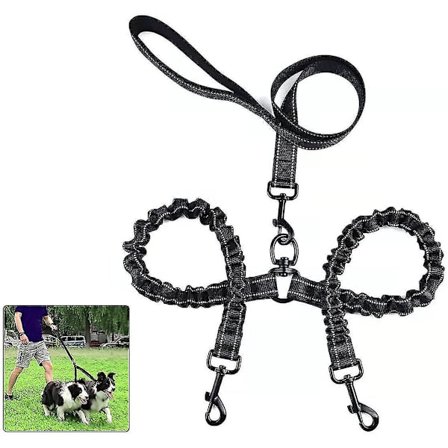 360° tangle-fri dobbelt hundesnor til 2 hunde