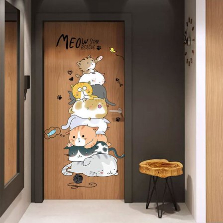 Väggbild barnrum stapla katt I 120 x 96 cm (B x H) I väggbilder väggdekal barnrum pojke dekoration babyrum pojke väggdekal