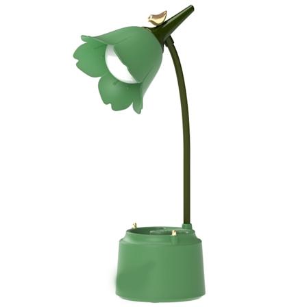 (Vihreä) LED-pöytälamppu lapsille, USB-ladattava kukka- ja lintu