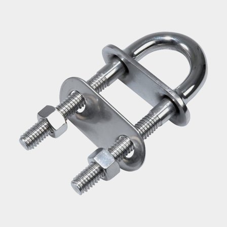 Occhiello di prua con piastra di copertura 1852-Marine, acciaio inossidabile, a forma di U, Ø12.5 x 66 mm, 122 mm