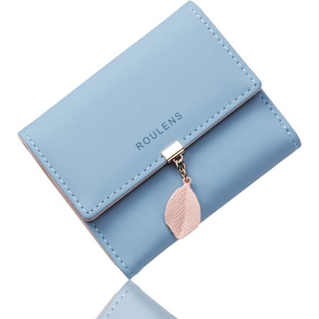 Naisten lompakko, RFID-suojattu PU-nahkainen lompakko naisille, lehden muotoinen vetoketjullinen kolikkopussi, jossa on useita korttipaikkoja ja 