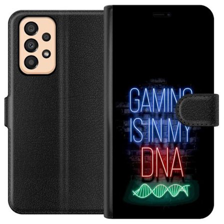 Yhteensopiva Lompakkokotelo Samsung Galaxy A33 5G Viktor Gyökeresin muotokuva vihreässä paidassa, jossa on leijonamotiivi ja intensiivinen vihreä tunn