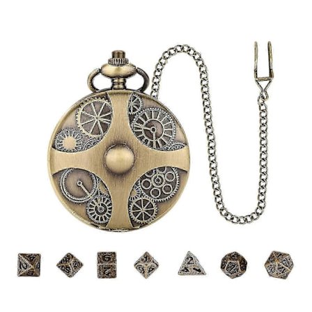 Mini Dnd Tärningsset Steampunk Växel Fickur Tärningsset Metall Dd Tärningar Rollspel Brädspel Tillbehör För Bordsäventyr b