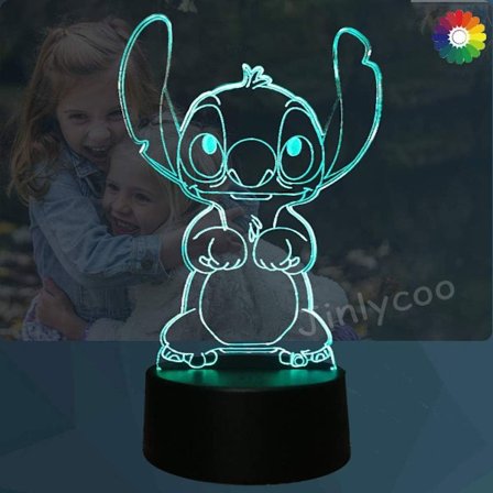 Lilo Stitch Lampe, 3D Tegneserie Nattlys Prinsesse Lampe KLB