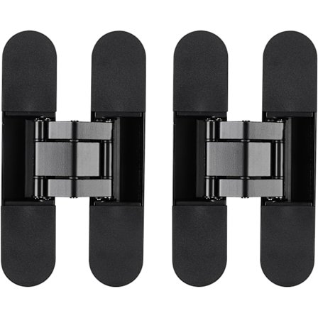 Skjulte hengsler for dører - Skjulte dørhengsler - Tunge, usynlige hengsler for hemmelig dør - Svart - 2 stk