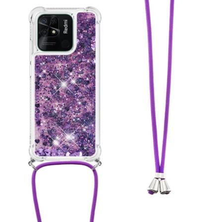 SKALO Xiaomi Redmi 10C Kvicksand Glitter Mobilhalsband - Lila Lila