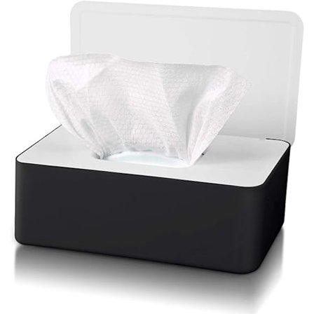 1 st vit lock med svart låda med lock pappershållare, dammtät våt