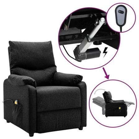 Vidaxl Elektrisk Massagefåtölj Svart Tyg Svart