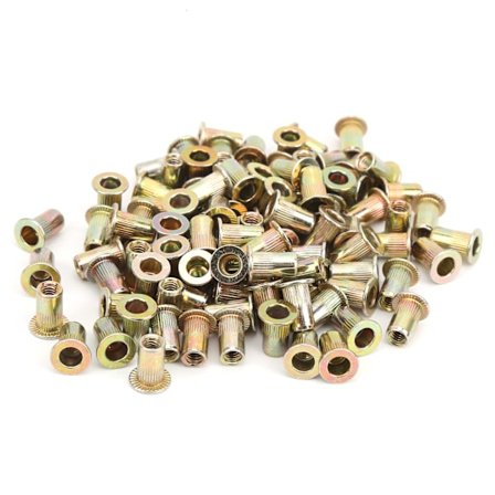 100 stk. M4 Fladt Hoved Zinkbelagt Møtrik Hardware Sæt