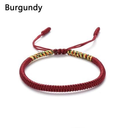 Lucky rope armbånd tibetansk buddhistisk knude justerbar strikket håndlavet (burgunder)