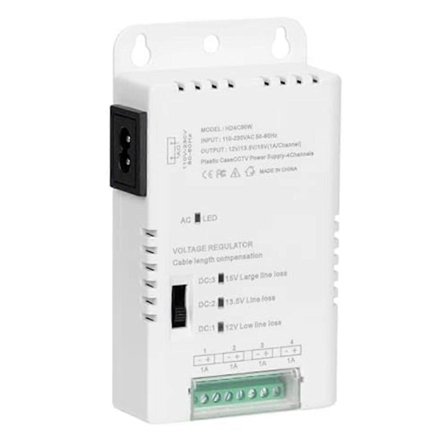 CCTV Kamera Strömförsörjning Distributionsenhet 90V-264VAC Ingång till 12V-13.8-15VDC Utgång 4 Kanaler, HD4C50W