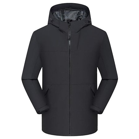 Vind- och regntät herrjacka med huva, tjock och vattentät och varm jacka