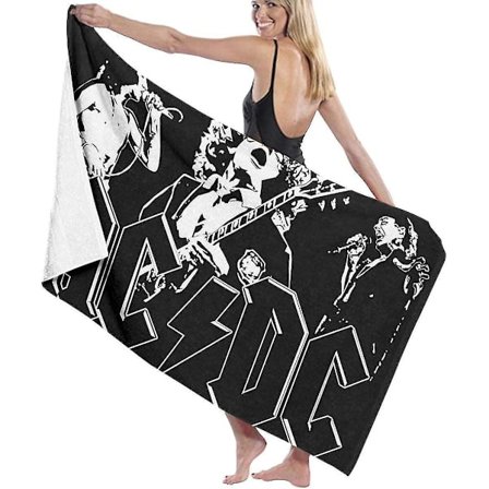 Ac-dc Bomulds Strandhåndklæde Mikrofiber Absorberende Badehåndklæder Hurtigtørrende Håndklæde Tæppe Kompatibelt Med Kvinder, Børn, Mænd -ES