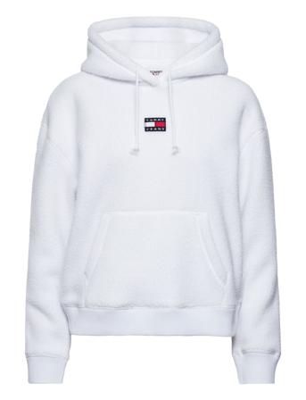 Tjw Center Badge Fleece Hoodie Sweatshirts & Hoodies Fleeces & Midlayers Hvid Tommy Jeans