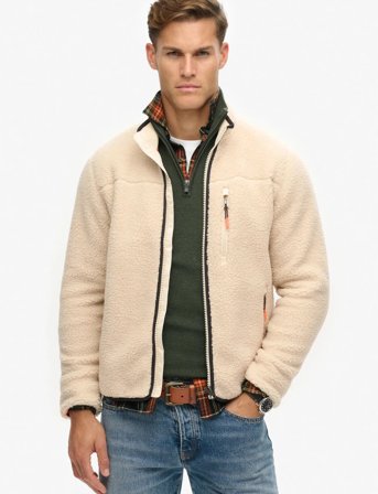 Superdry Sport Outdoor Full Zip Fleece - Cream - XXL