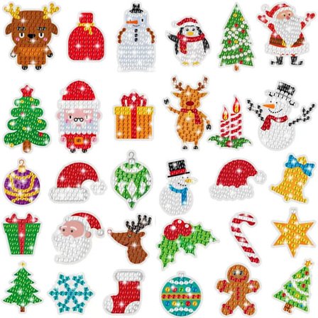 30 stk. Jule DIY Diamantkunst-klistermærker