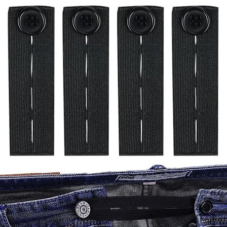 5-pakning bukseforlengere, bukseknappforlengere, justerbar elastisk knappestrikker i gummi, bukseknapp for gravidbukser, for jeans, P