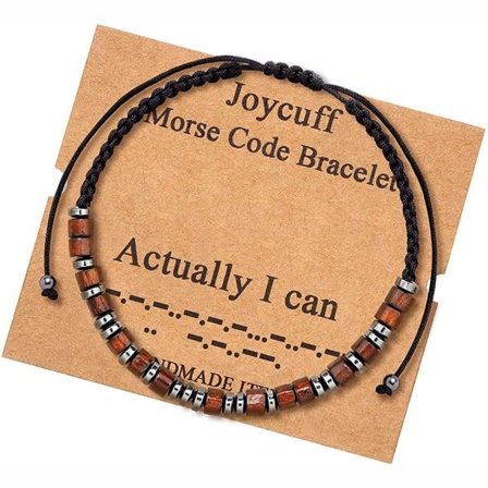 IC Natursten Träpärlor Morse Code Armband, Roliga Armband För Vänner Mamma Dotter Syster