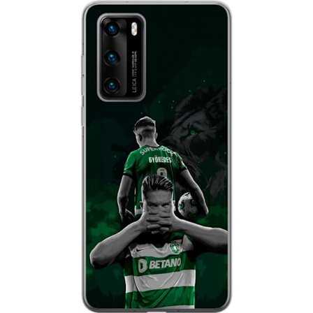 Yhteensopiva Puhelinkuori Huawei P40 Neonmotiivi, jossa teksti "Gaming is in my DNA" sinisenä ja punaisena tiiliseinällä, jossa loistava DNA-spiraali.