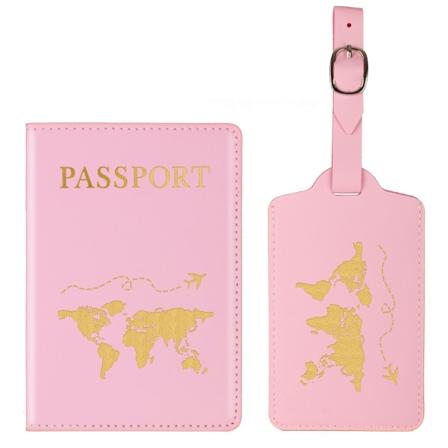 Nyt kort Par Pascover Kvinder Mænd Rejser Bryllupspas bagagemærkesæt pink