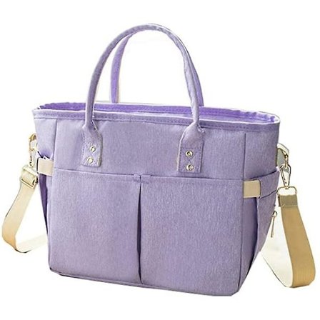 Oxford tygväska Tote Bag Zip Lunch Cooler Bag - Stor Lunch Box Tote (Lila)