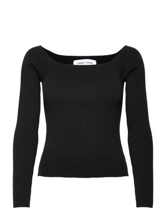 Everly Scoop Top 13998 Pullover Striktrøje Sort Samsøe Samsøe