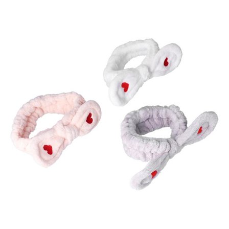 3 stk Hjertebroderte Rosetter Myke Komfortable Sminkepannebånd Hårtilbehør