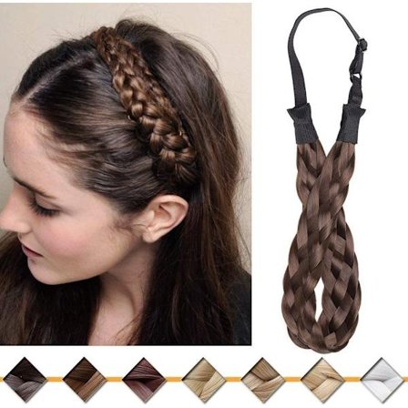 Synteettinen hiuspunottu pääpanta keskikokoiset punokset pääpanta naisille naisille tytöille kauneustarvike, kastanjanruskea ja tuhkanruskea