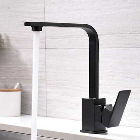 Håndvaskarmatur, matsort håndvaskarmatur, sort håndvaskarmatur til badeværelse med et greb, blyfri vand