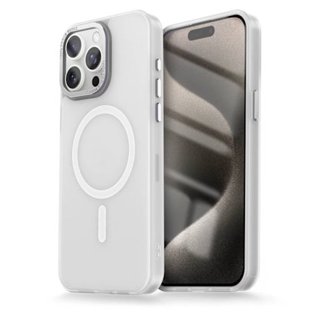 iPhone 15 PLUS Cover - MagSafe Frosted Cover - Hvid