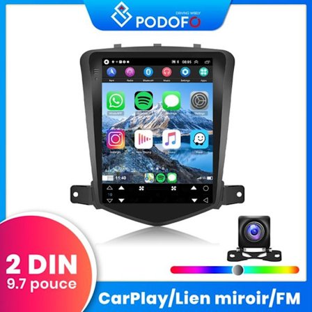 2GB+32GB 2 Din Android 13 9,7 tums bilstereo med Apple Carplay DSP GPS Bluetooth FM för Chevrolet Cruze 2008-2015