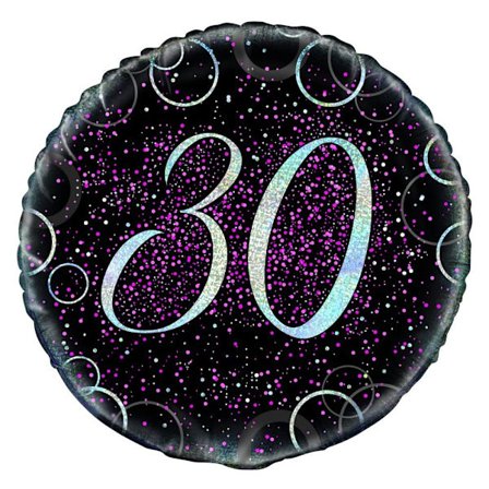 Unique Party Glitz 30-årsdag Folieballong One Size Rosa/Blå