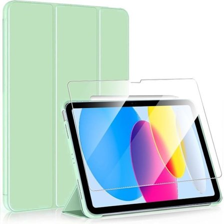Coque + Tempered Glass - til iPad A16 - 11 tommer - Stødabsorberende - Foldestøtte - Grøn