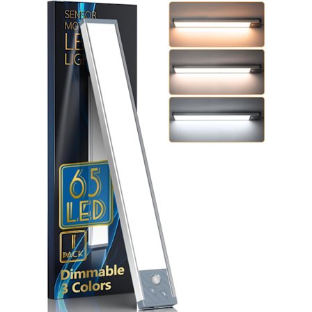 (Grå)LED-skabbelysning med bevægelsessensor 65 LED-skabbelysninger