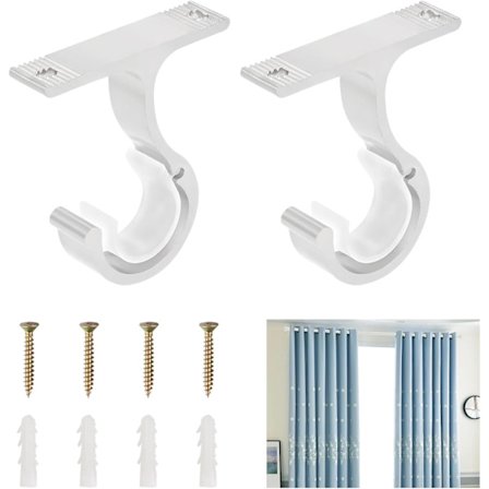2-pakning gardinstangbrakett, gardinstangholder for 25-28 mm, stangholder i aluminiumslegering, takstangbrakett for gardin eller garderobe
