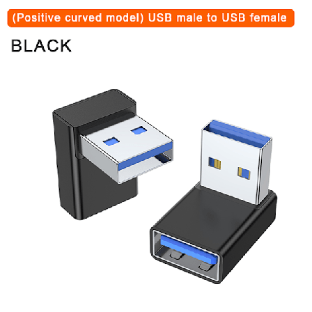 90 graders venstre høyre opp og ned Vinklet USB 3.0 A Hane Til Hunn Ex Black
