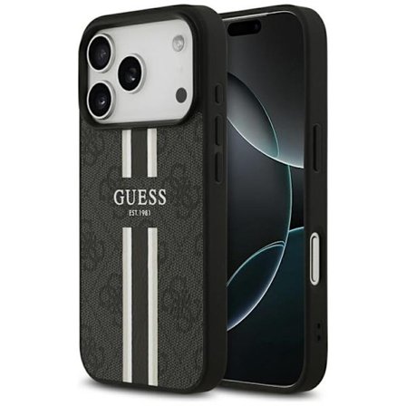 Guess Mobilskal till iPhone 17 Pro MagSafe 4G Printed Stripes - Svart